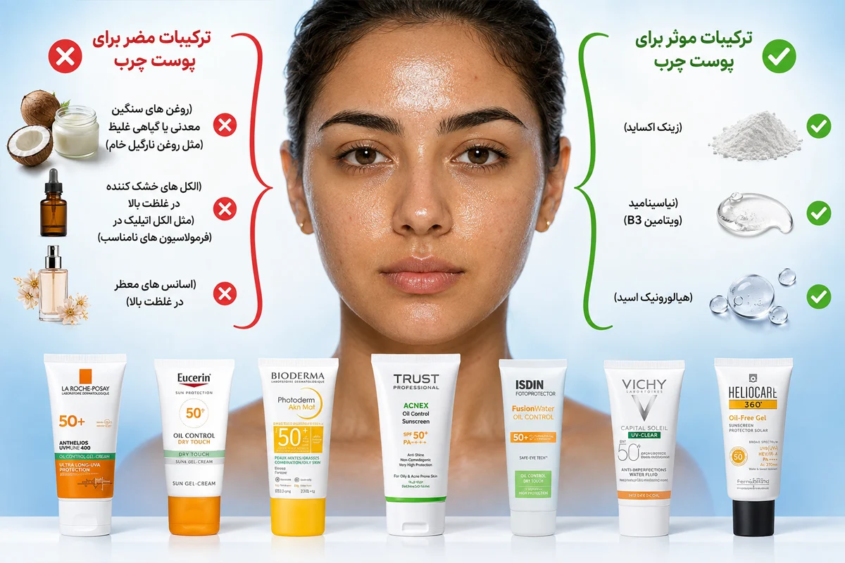 ترکیبات ضد آفتاب مناسب پوست چرب